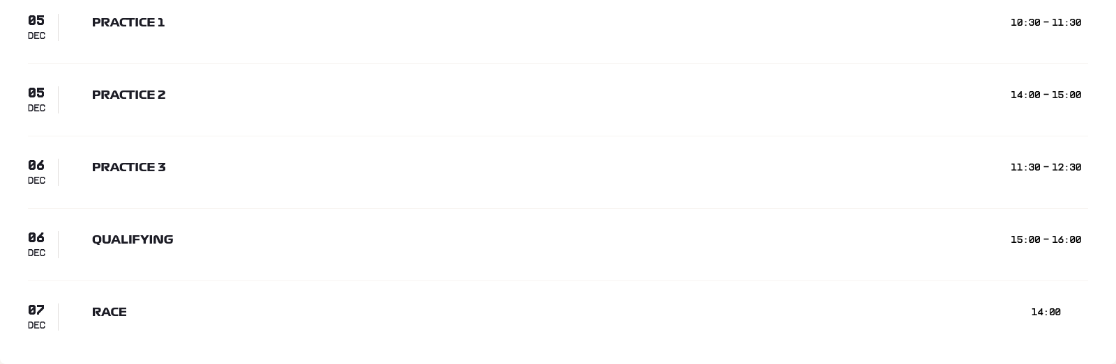 F1 2025 - Abu Dhabi 05-07/12